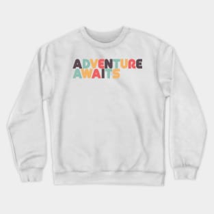 Adventure Awaits Retro Rainbow Typography Crewneck Sweatshirt